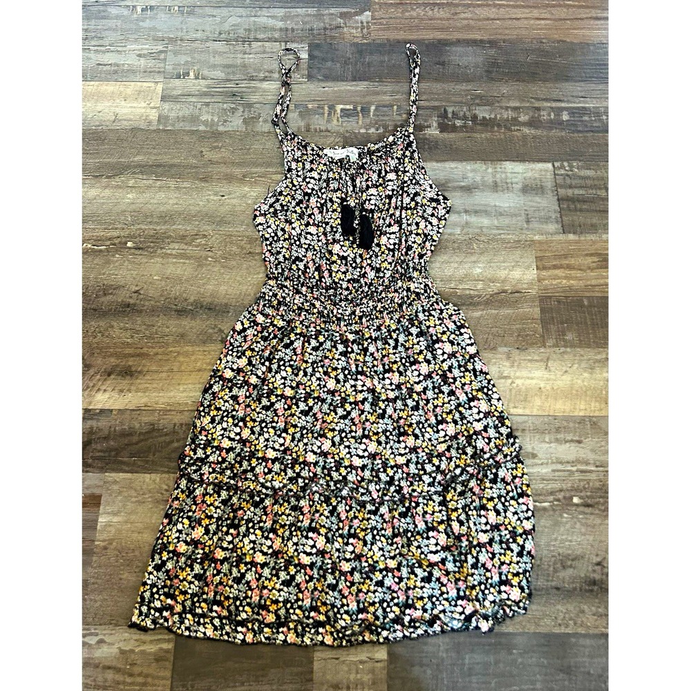 Vine and Valley Black Multicolor Floral Strappy Sundress Short Size S